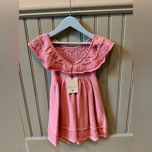 Konges Slojd Pink Knit Dress with Ruffled Back